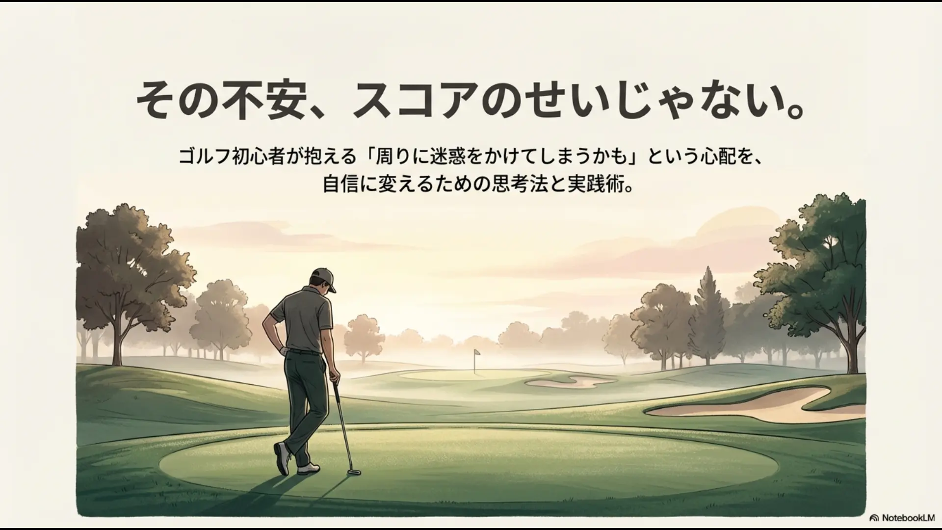 ゴルフ初心者が抱えるスコアへの不安を解消し、品格あるゴルファーになるための思考法をまとめた表紙画像
