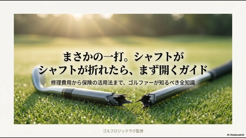 ゴルフシャフトが折れた時の修理費用や保険活用法をまとめたガイドの表紙画像