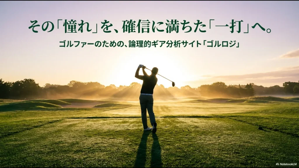 ゴルロジのコンセプト「その『憧れ』を、確信に満ちた『一打』へ。」とロゴ
