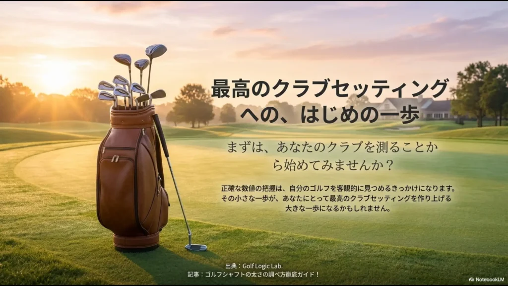 自分のクラブを測ることから最高のクラブセッティング作りが始まるというポジティブなメッセージを込めたスライド