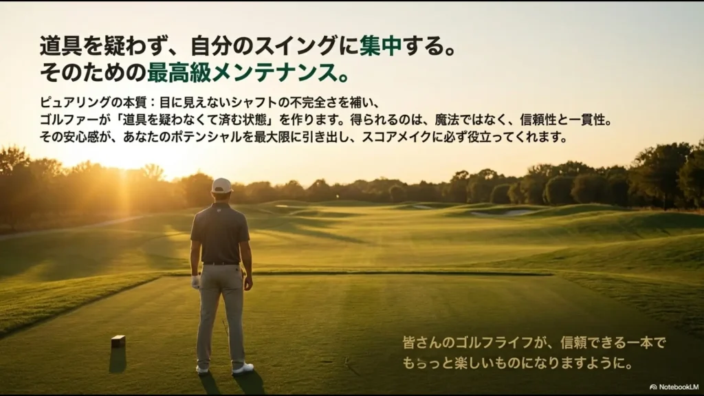 道具を疑わずスイングに集中するための最高級メンテナンスとしてのピュアリングの結論